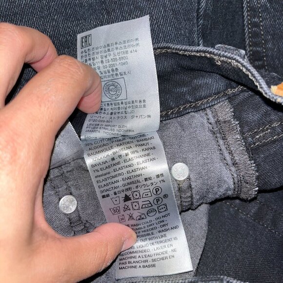 Levis 501 Original Fit Black Distressed Button-Fly Jeans 24x27 - Picture 7 of 12